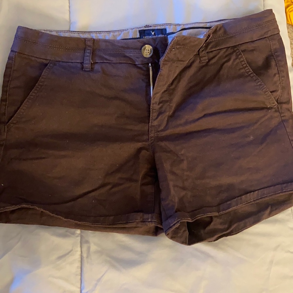 Dark maroon AE midi shorts